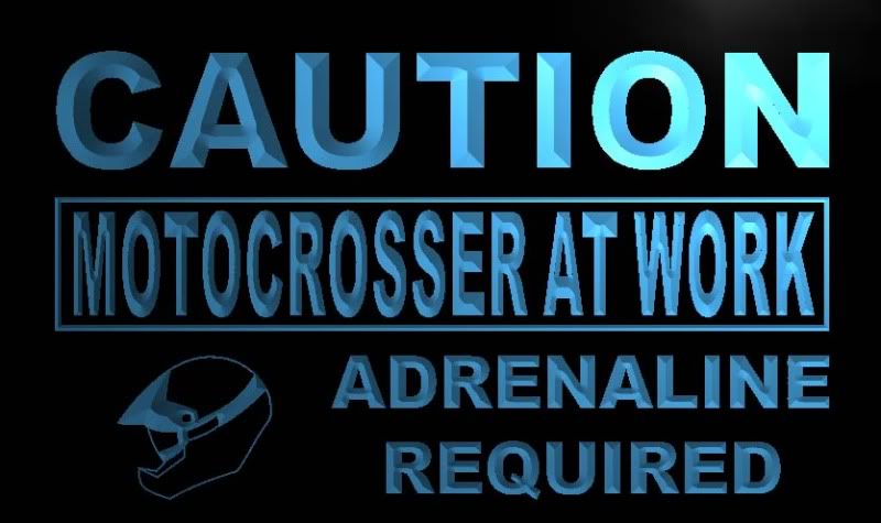 Caution Moto Crosser at Work Neon Light Sign